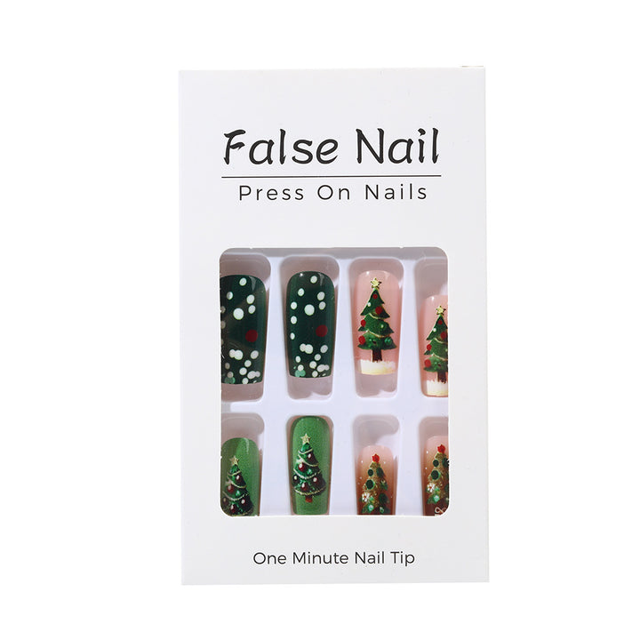 Artificial nails in festive Christmas design Bowlift
