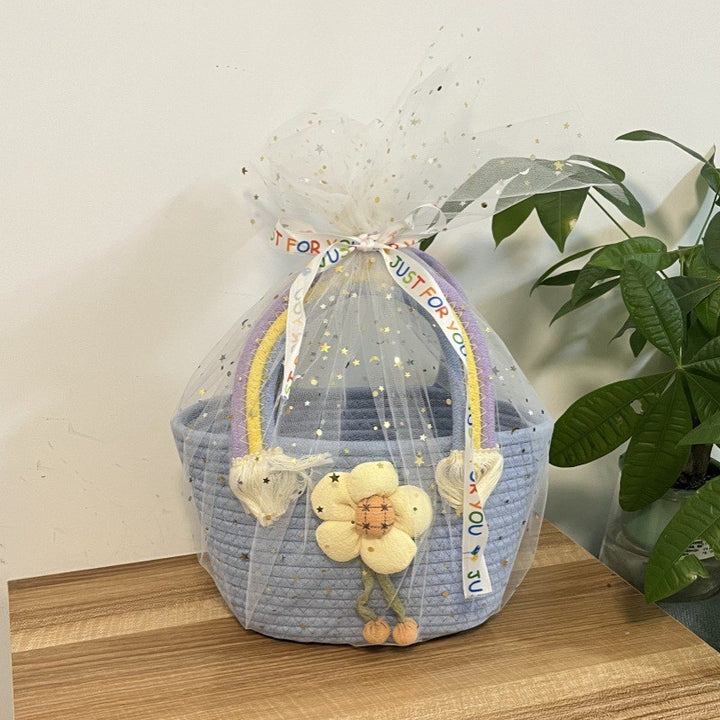 Women's handmade basket bag with color-coordinated handle accents Bowlift