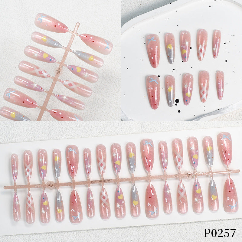 Colorful Patterned Press-On Nail Art Set Bowlift