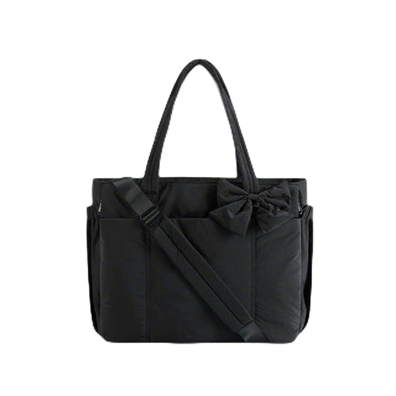 Multifunctional tote bag with detachable shoulder straps and decorative bow Bowlift