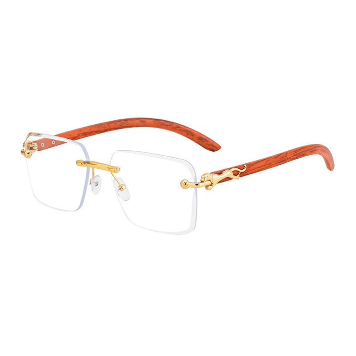 Women’s Fashion Square Sunglasses with Elegant Wooden Arms Bowlift