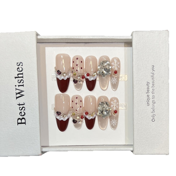 Festive-Themed Press-On Nail Art Set Bowlift