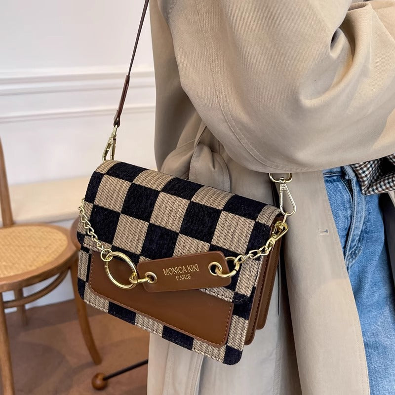 Fashion-Forward Checkered Crossbody Bag Bowlift