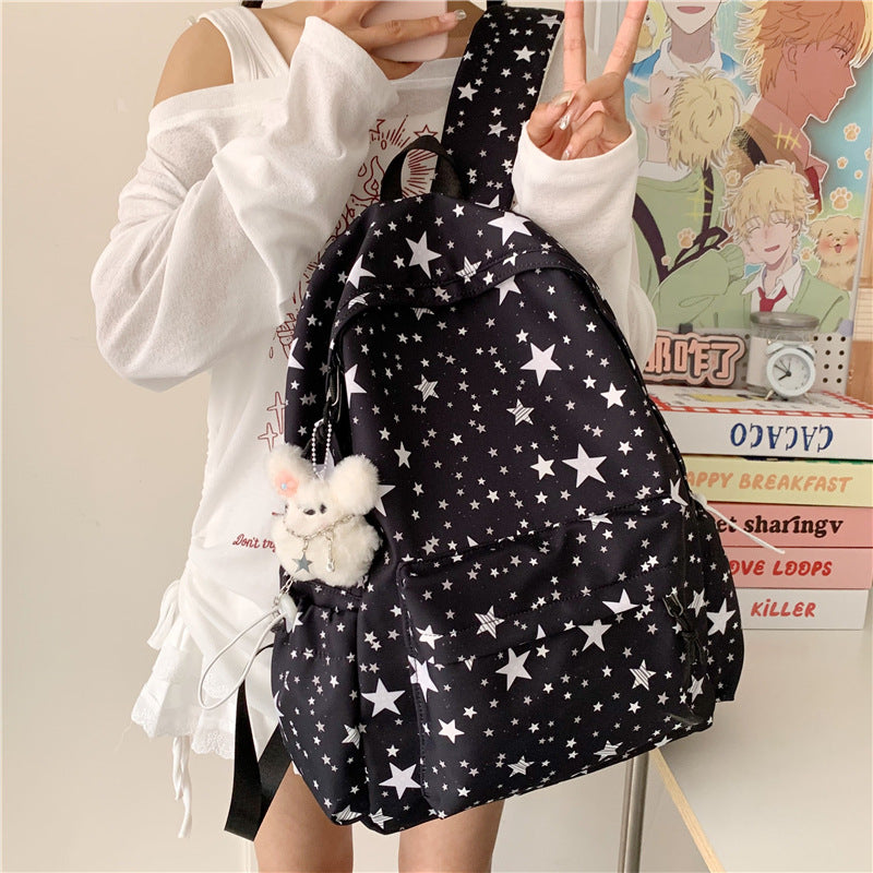 Backpack with Thoughtful Compartments and Trendy Star Motif Bowlift