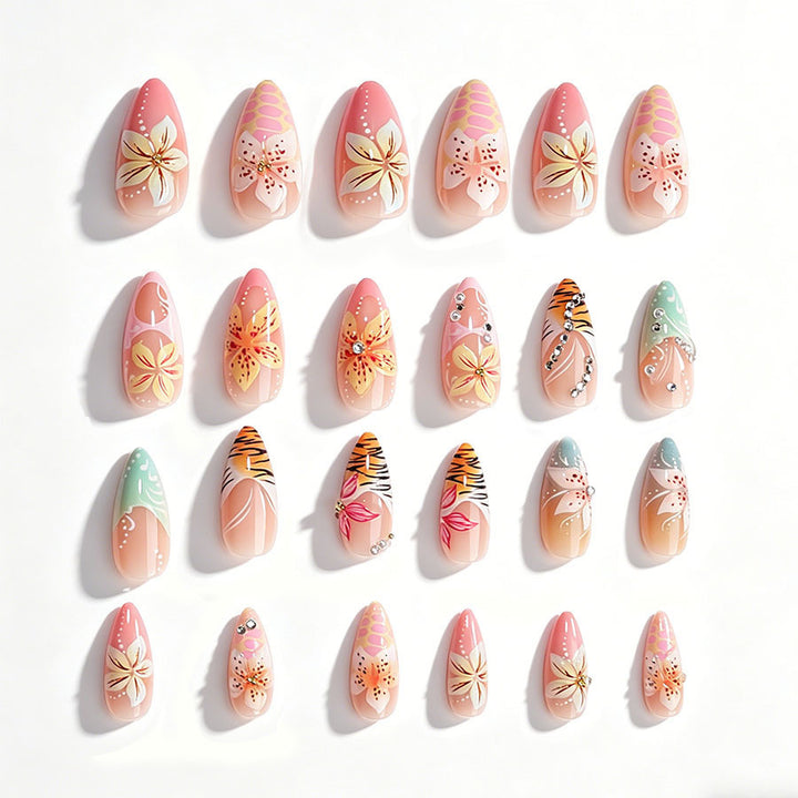 Artistic 3D Nail Tips with Botanical Decorations Bowlift