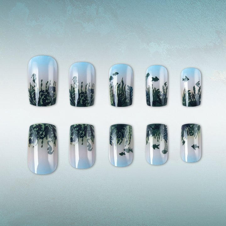 Ocean-Inspired Art Press-On Nails Bowlift