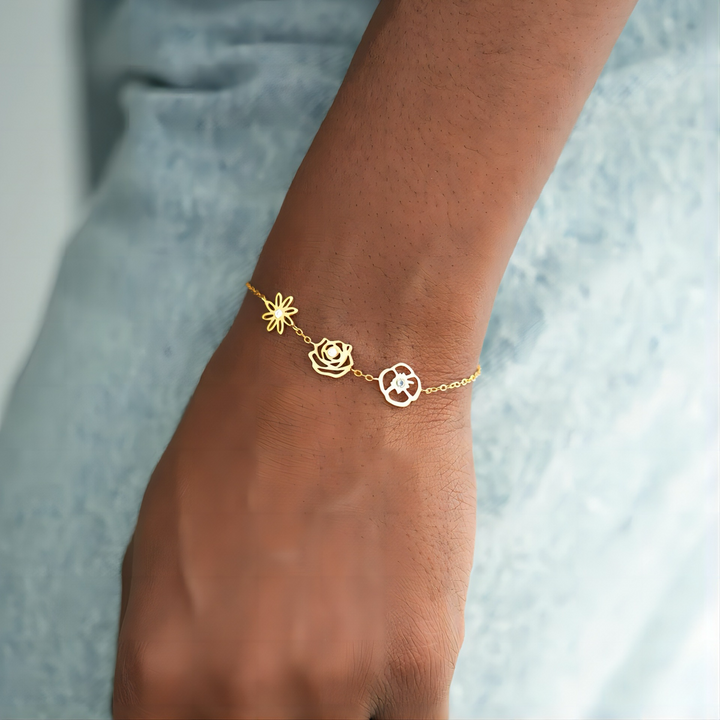 BowLift | Dainty Birth Flower & Birthstone Bracelet