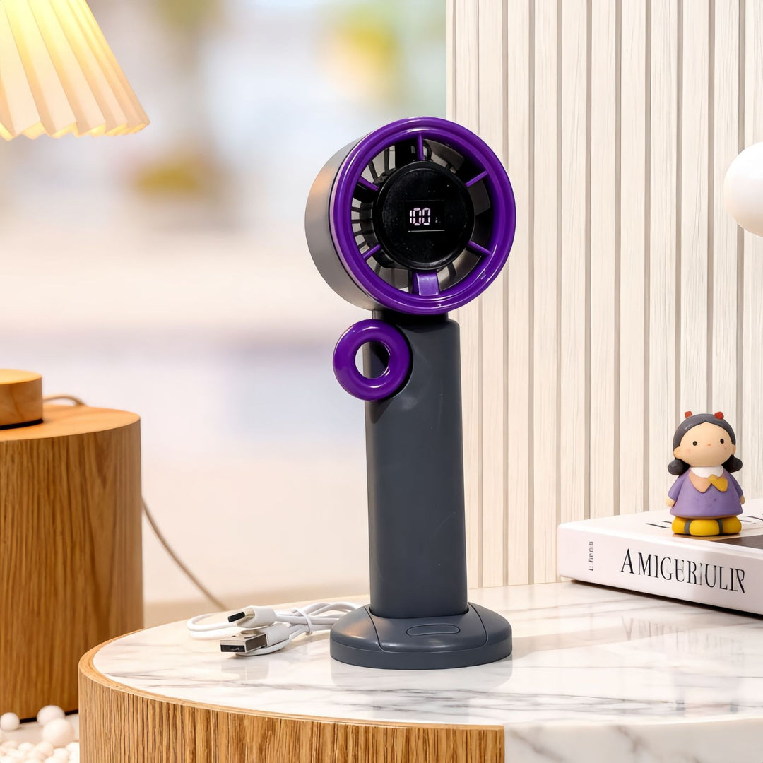 Women Portable Fan with USB Connection and Digital Display Bowlift