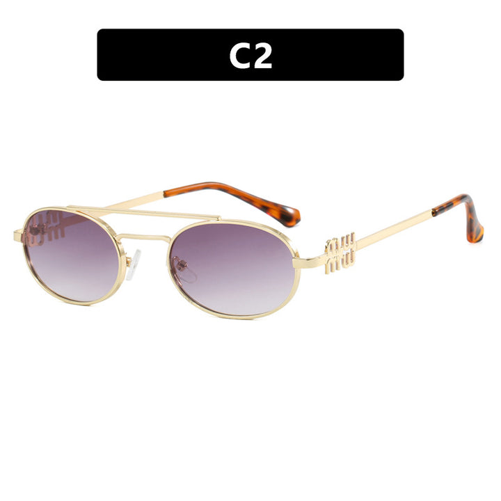 Women's elegant oval sunglasses with luxurious metal frame Bowlift