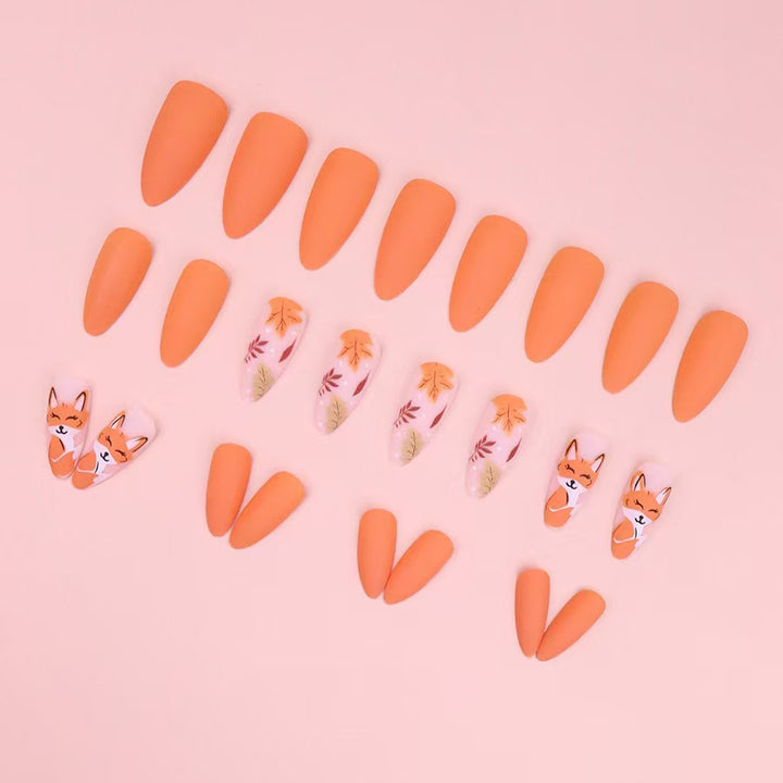 Artistic Press-On Nail Set with Floral and Character Design Bowlift