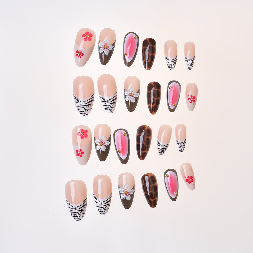 Decorative Floral Press-On Nail Set Bowlift 1787294384