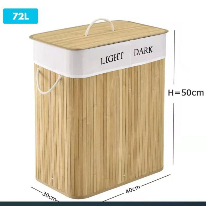 Elegant Laundry Basket Made of Bamboo with Practical Lid Bowlift