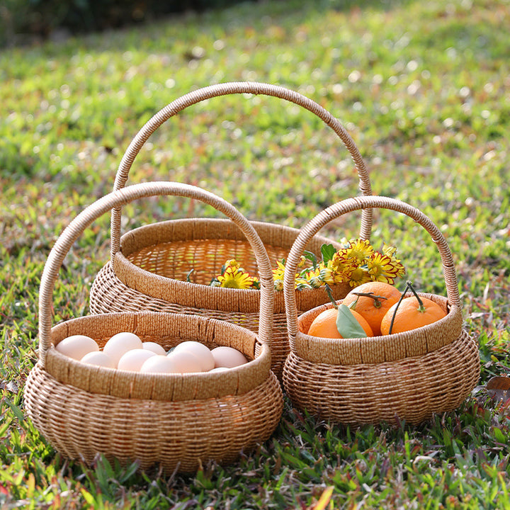 Unisex Handwoven Shopping Basket with Practical Handle Bowlift