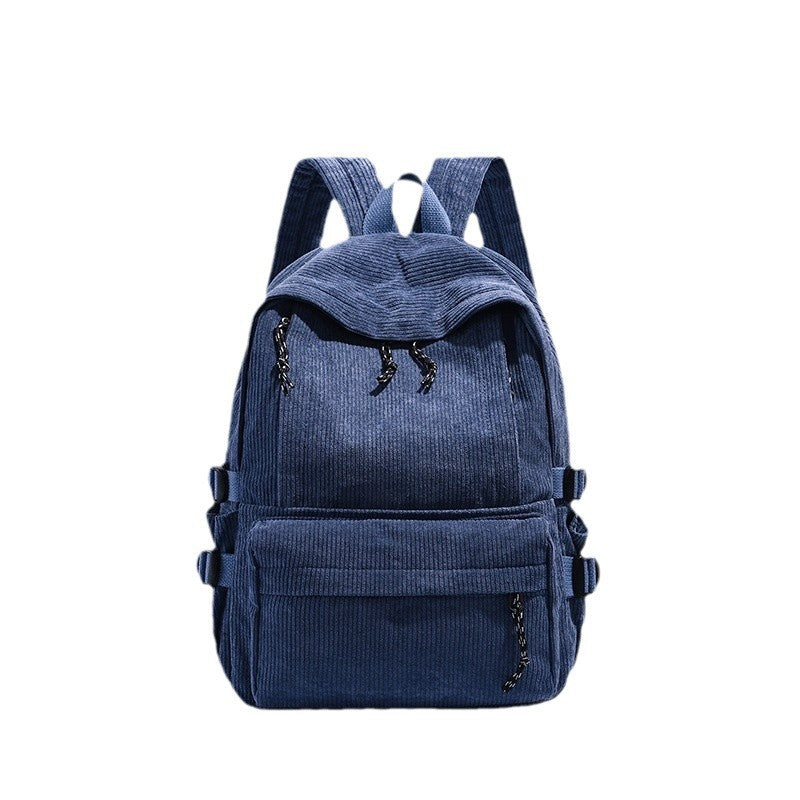 Corduroy Backpack with Cute Character Keychain Bowlift