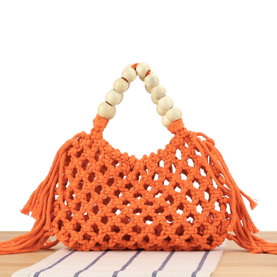 Macrame Handbag with Wooden Handles Bowlift