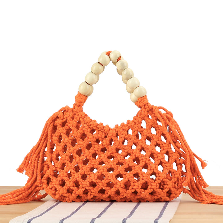 Macrame Handbag with Wooden Handles Bowlift