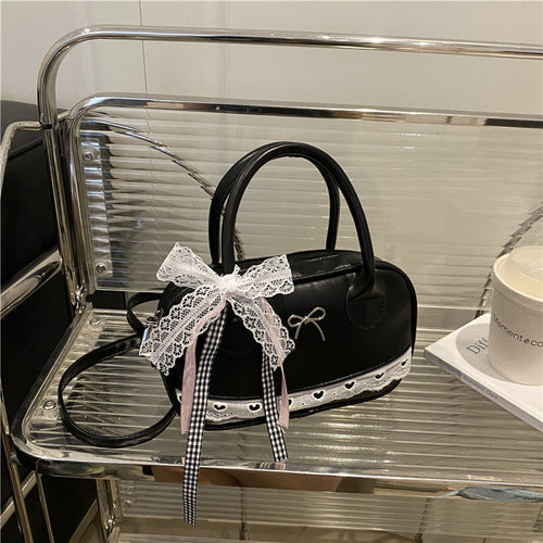 Elegant Lace-Trimmed Bow Handbag Bowlift