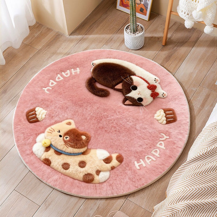 Round Cartoon Dog Rug