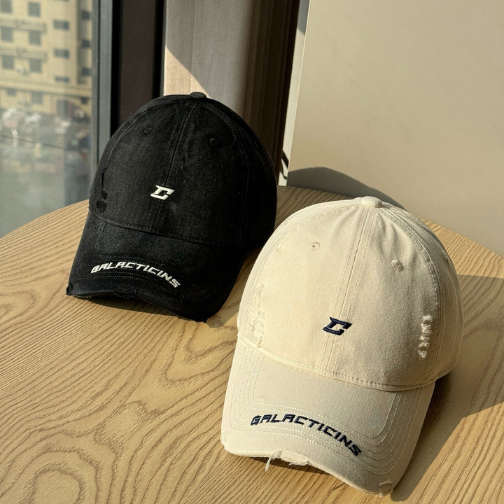 Men's Distressed Denim Baseball Cap Bowlift