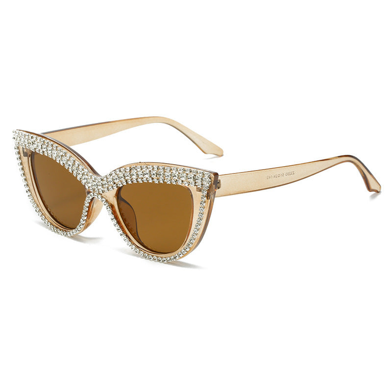 Glamorous Rhinestone-Embellished Shield Sunglasses Bowlift