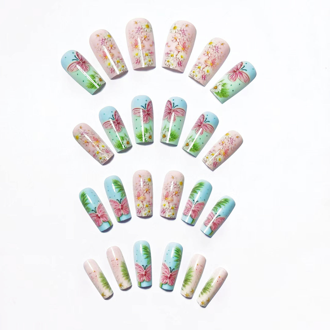 3D Floral Butterfly Nail Art Bowlift