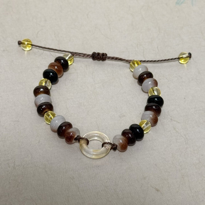Adjustable Gemstone and Glass Bead Bracelet Bowlift