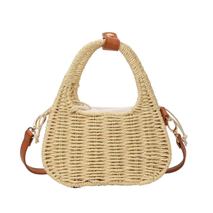 Fashionable wicker handbag with elegant leather detail Bowlift