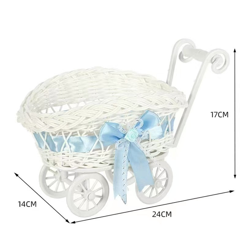 Vintage Woven Doll Stroller Bowlift