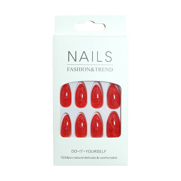 Glossy Glitter Almond-Shaped Press-On Nails Bowlift