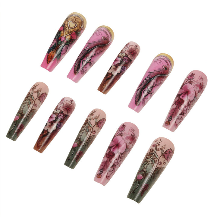 Artificial nails in floral and elegant design Bowlift