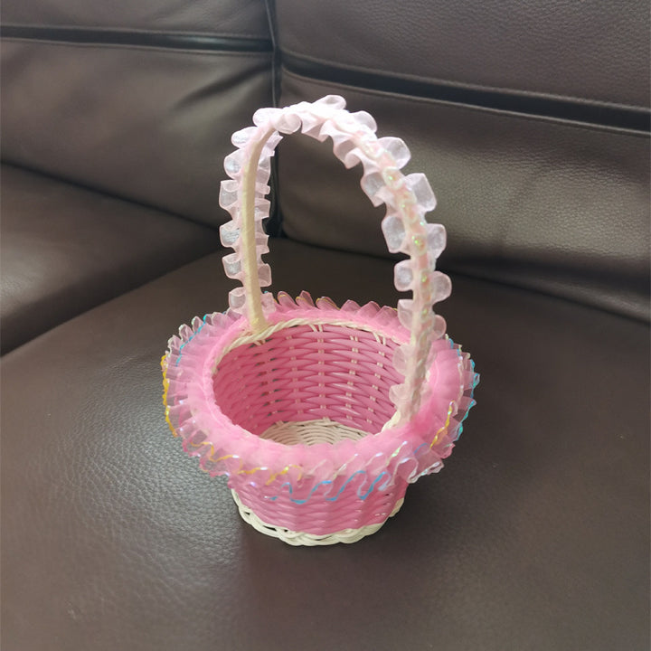 Ladies Decorative Child Basket with Ruffles Bowlift