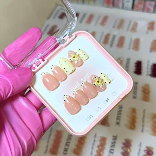 Artistic Floral Nail Art Press-On Extensions Bowlift