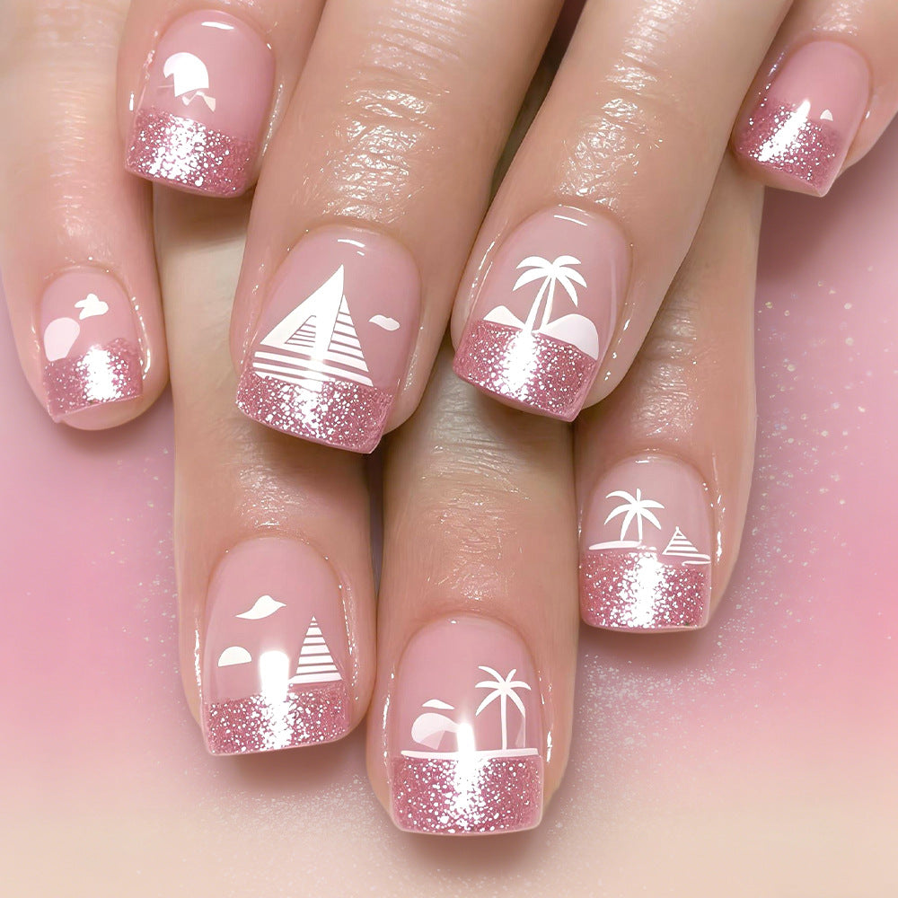Tropical Beach-Themed Nail Art Design Bowlift