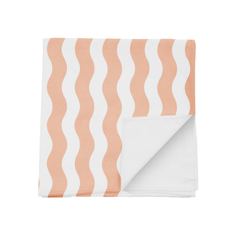 Terry Beach Blanket with Modern Wave Pattern Bowlift