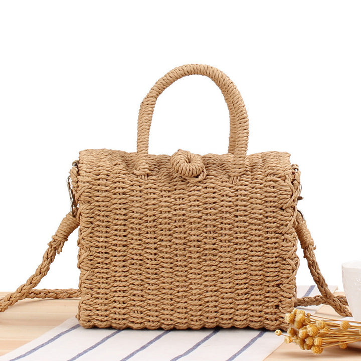 Handbag made of woven natural material with practical shoulder strap Bowlift