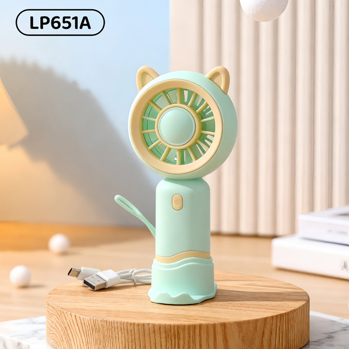 Ladies Portable Mini Handheld Fan with Cat Ears Bowlift