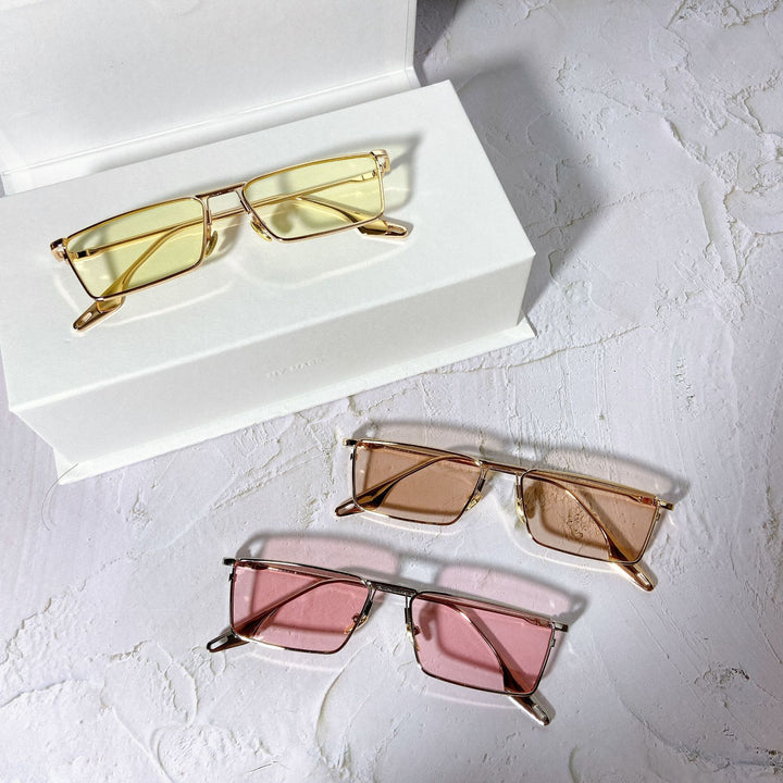 Fashionable sunglasses with rectangular metal frame Bowlift