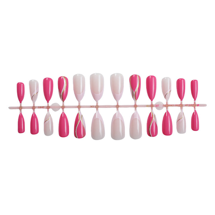 Elegant Press-On Nail Art Set with Artistic Gradient Design Bowlift