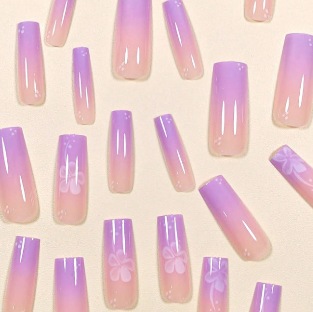 Artistic Floral Ombre Nail Tips Bowlift