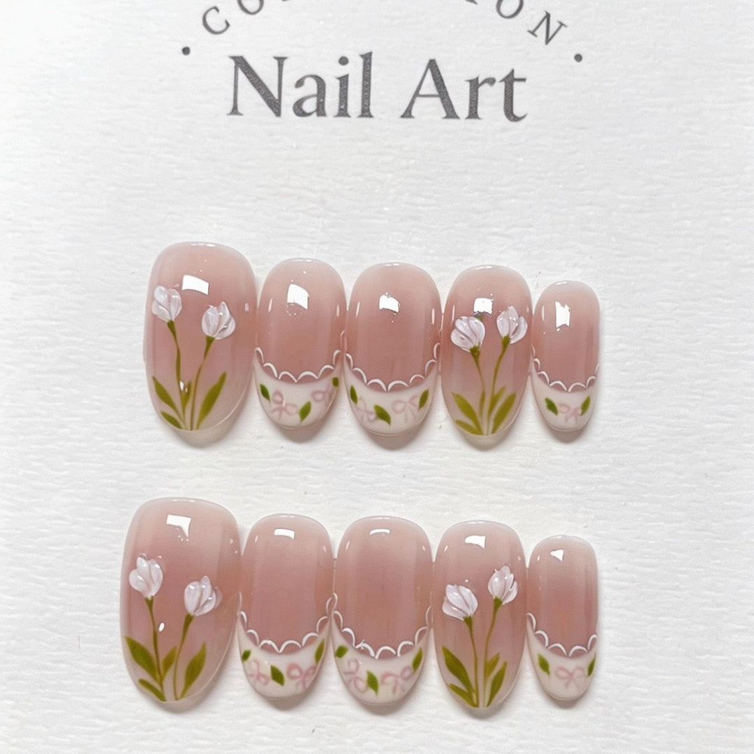 Whimsical Bunny-Themed Press-On Nail Art Set Bowlift