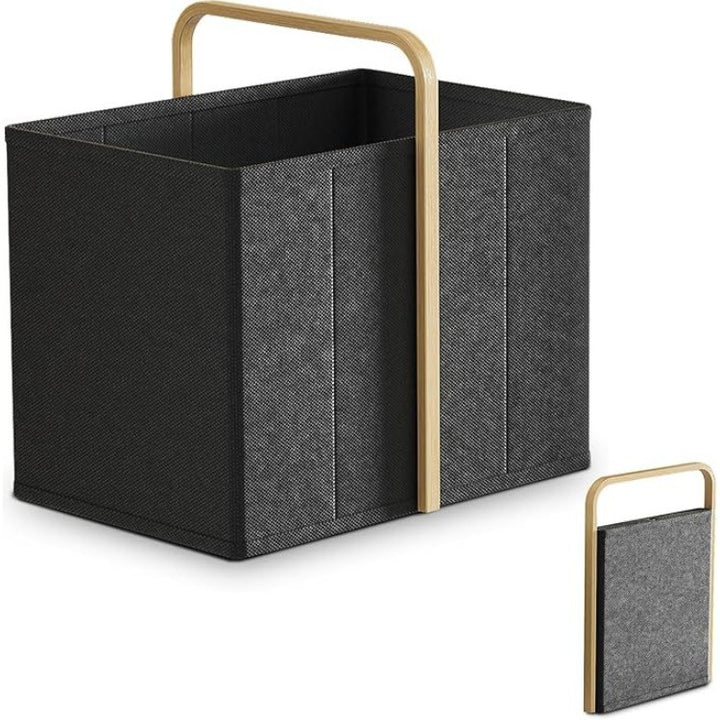 Modern laundry basket with wooden handle Bowlift