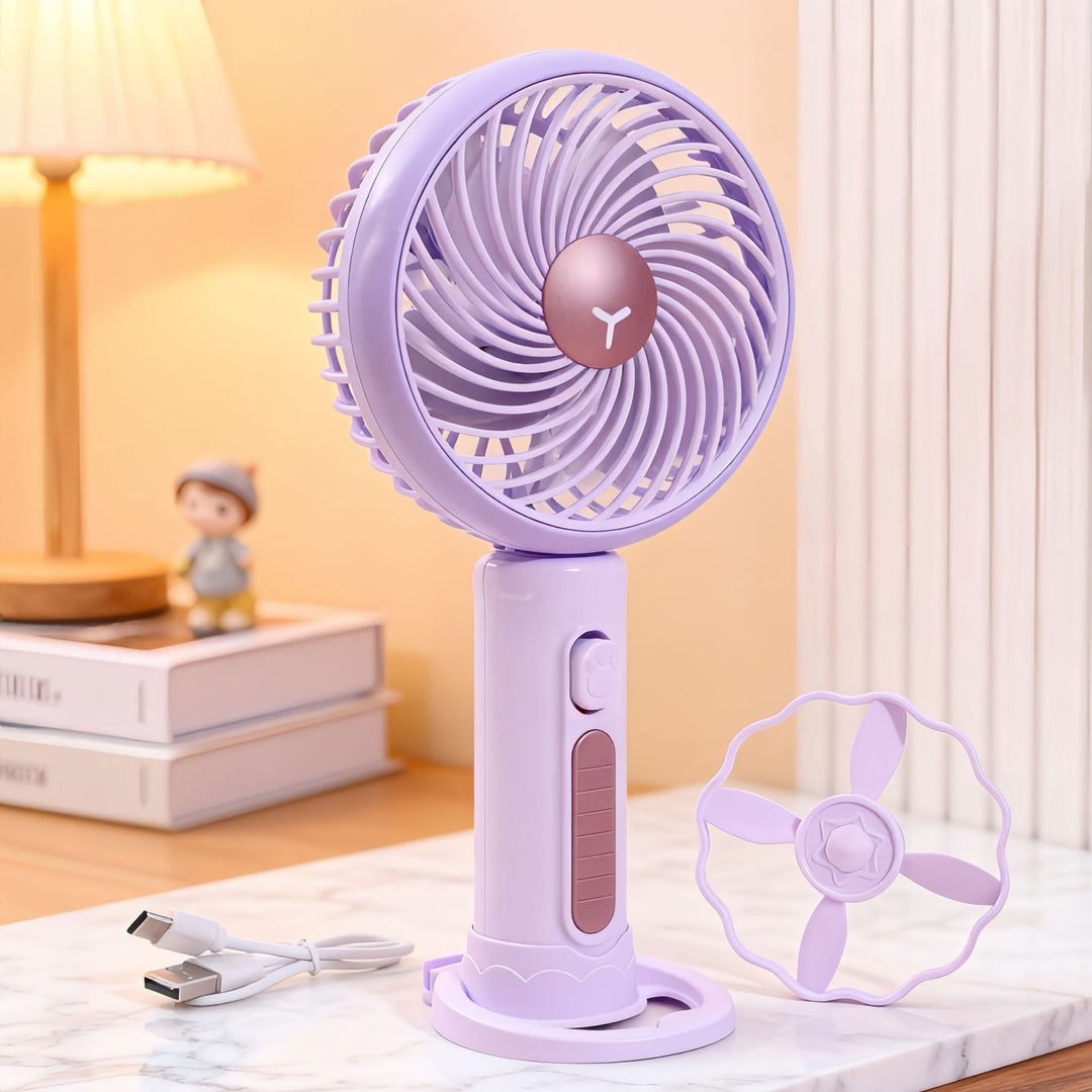 Ladies Portable Mini Handheld Fan with Flexible Tilt Adjustment Bowlift