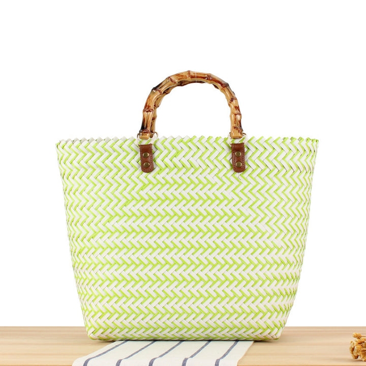 Handbag Made of High-Quality Woven Material with Bamboo Handles Bowlift