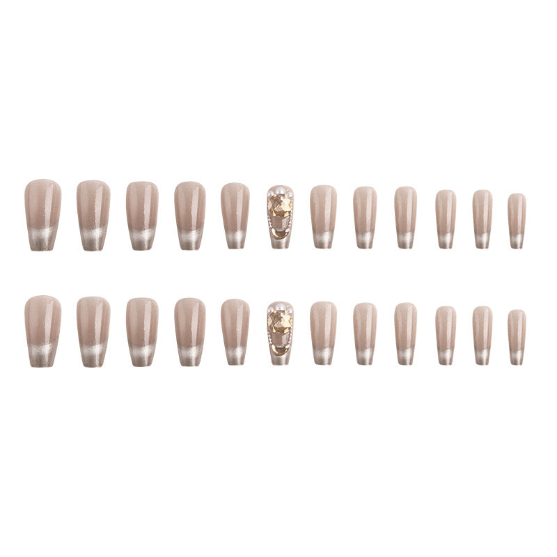 Artificial nail set with glamorous gold and glitter accents Bowlift