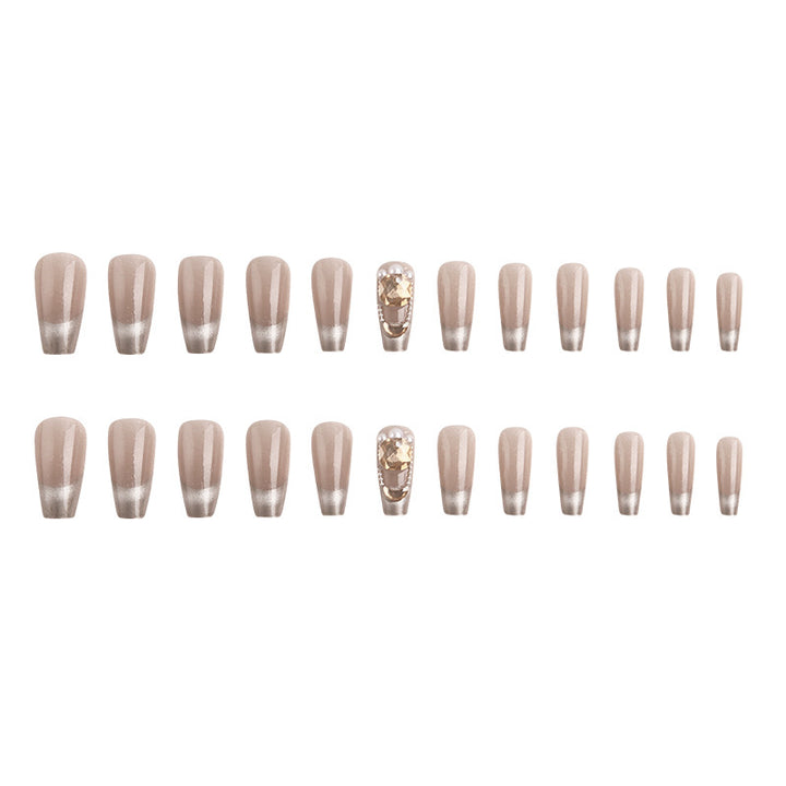 Artificial nail set with glamorous gold and glitter accents Bowlift