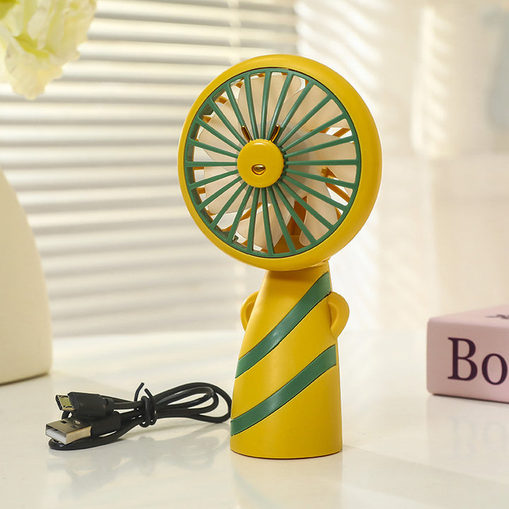 Women's Portable Handheld Fan with Ergonomic Grip and Cute Animal Design Bowlift