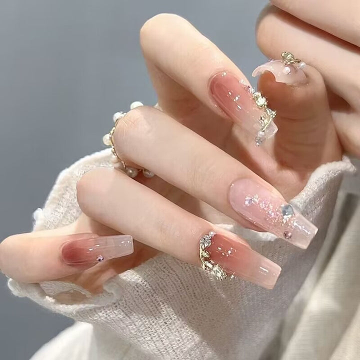 Elegant Botanical Press-On Nails Bowlift
