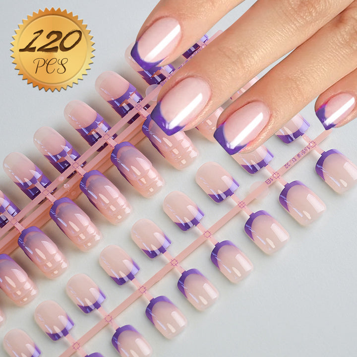 Decorative French Tip Press-On Nail Set Bowlift