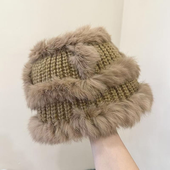 Cozy Knitted Faux Fur Bucket Hat