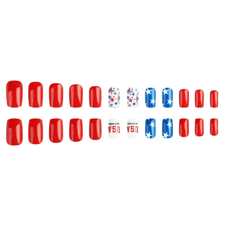 Creative artificial nails with patriotic design Bowlift